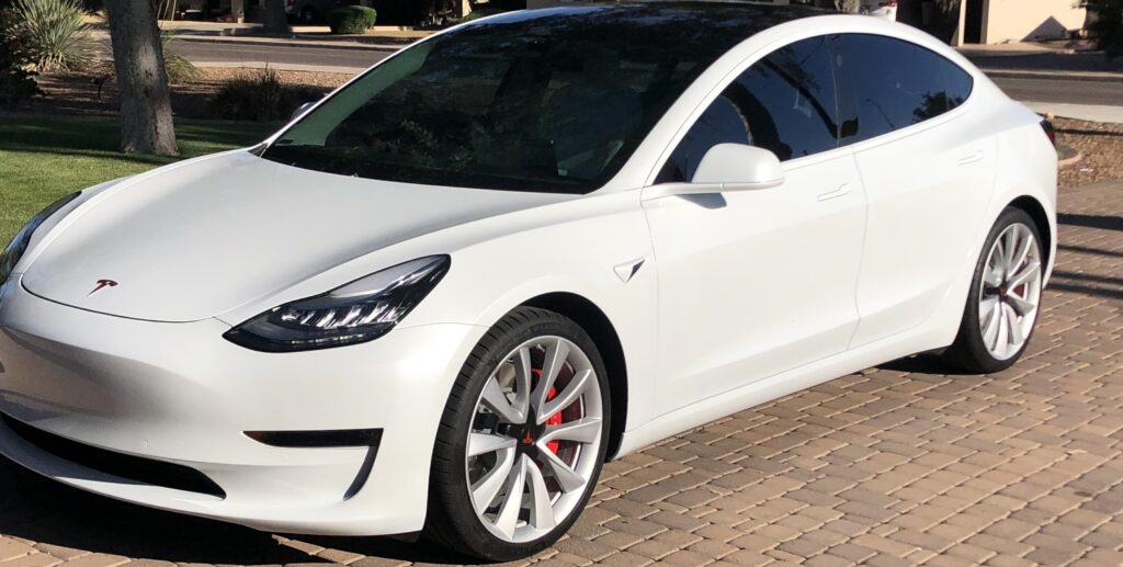 matte white model 3 chrome delete wrap