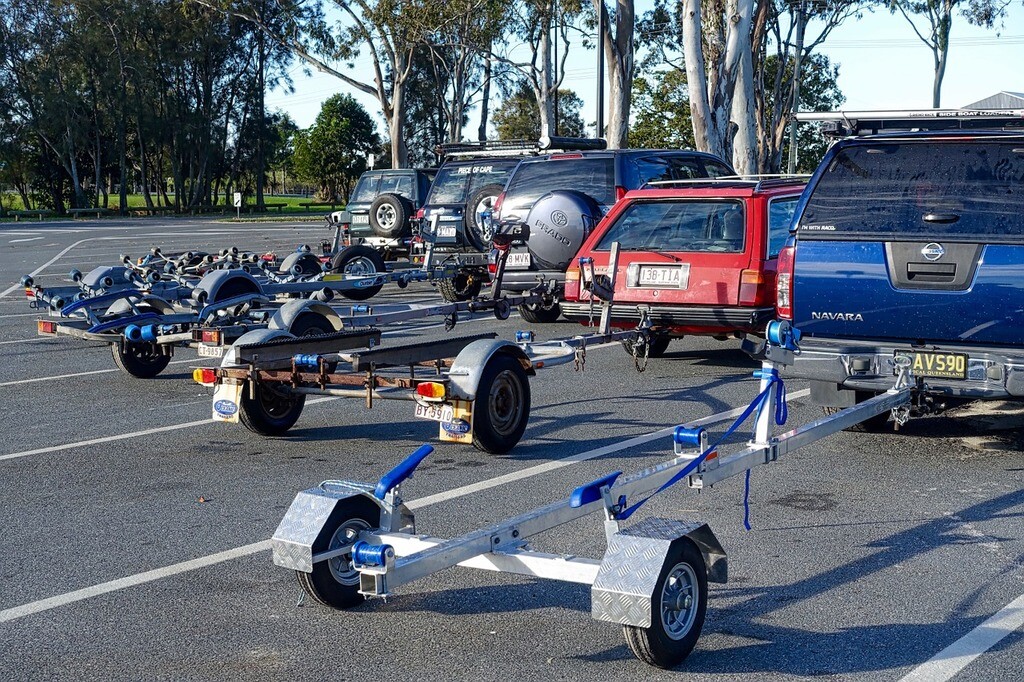 boat trailers at marina