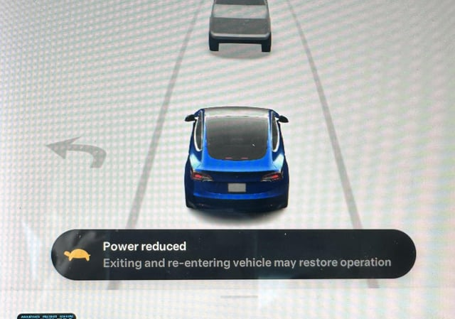 tesla power reduced warning when drifting