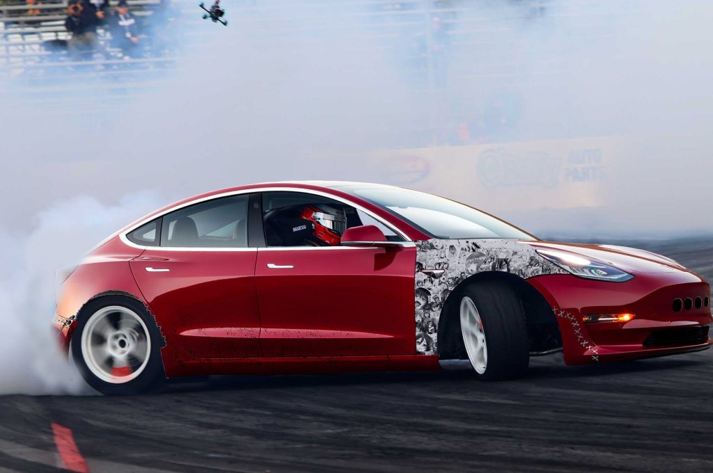 tesla model 3 drifting